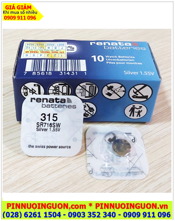 Renata 315 _Pin SR716SW; Pin đồng hồ 1.55v Silver Oxide Renata 315 _Pin SR716SW